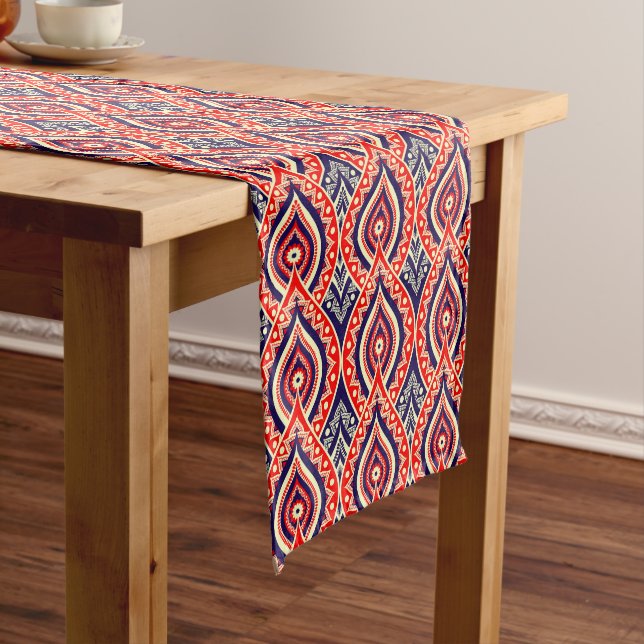 Ethnic red-gold colour Indian flower pattern Long Table Runner (In Situ)