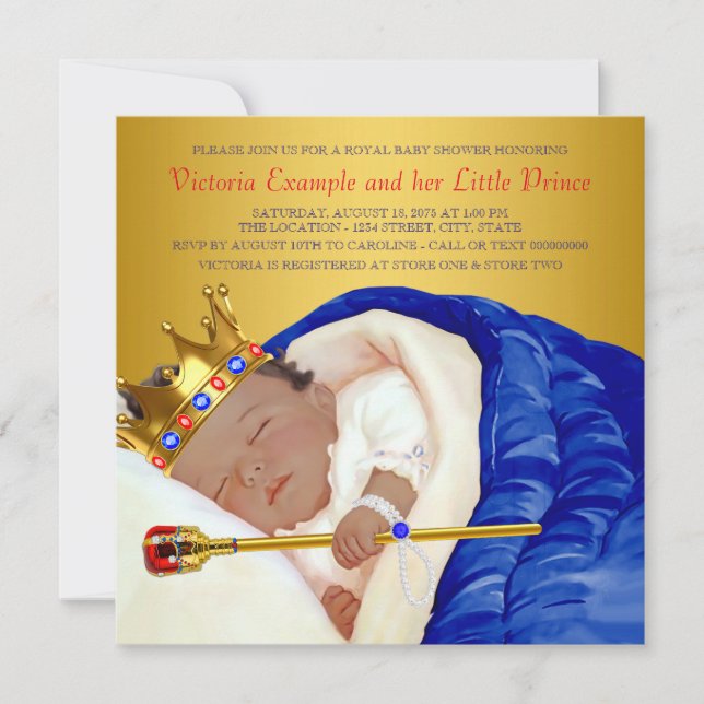 Ethnic Royal Prince Baby Shower Invitation (Front)