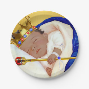 Ethnic Royal Prince Boy Baby Shower Paper Plate