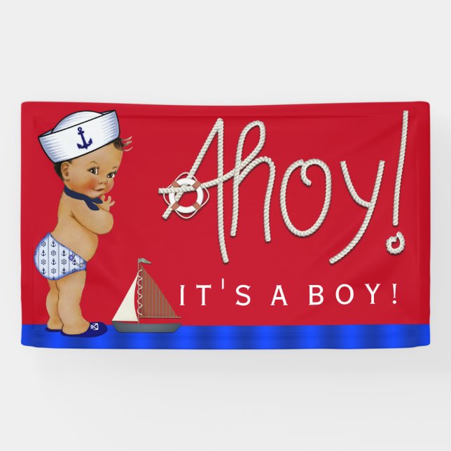 Ethnic Sailor Baby Nautical Baby Shower Banner (Horizontal)
