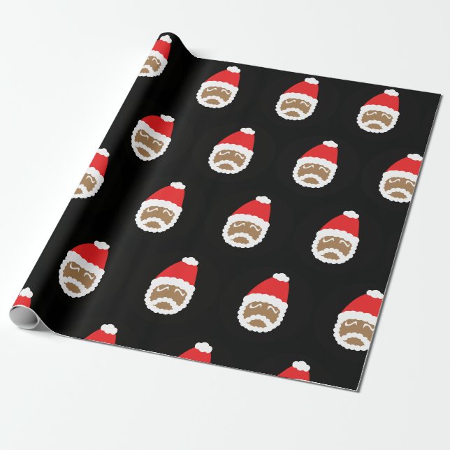 Ethnic Santa med (black) Wrapping Paper (Unrolled)