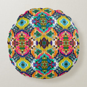 Ethnic seamless pattern. Ethnic boho ornament. Rep Round Pillow