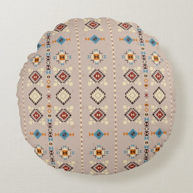 Ethnic seamless pattern round pillow (Front)