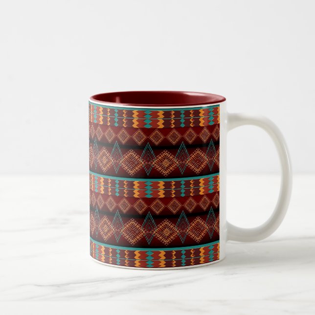 ethnic seamless pattern Two-Tone coffee mug (Right)