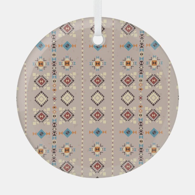 Ethnic: seamless tribal pattern glass ornament (Front)
