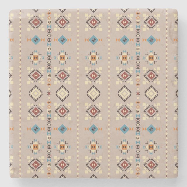 Ethnic: seamless tribal pattern stone coaster (Front)
