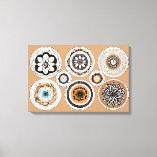 Ethnic Shapes Modern Colourful Wrapped Art Canvas 