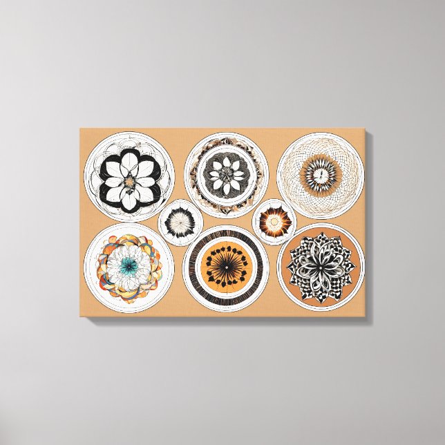 Ethnic Shapes Modern Colourful Wrapped Art Canvas  (Front)