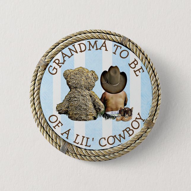 Ethnic Soon to be Grandma of a Lil Cowboy Button (Front)