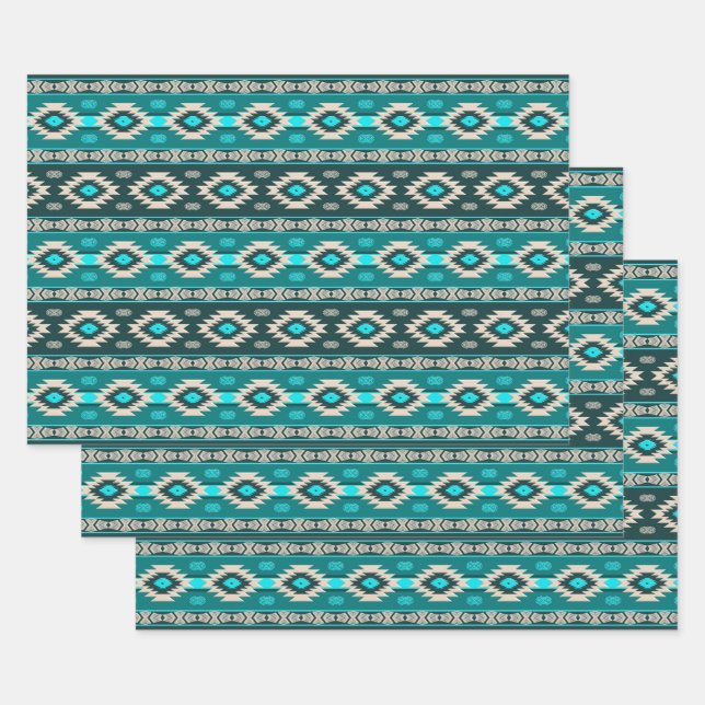 Ethnic Southwestern  Geometric Pattern Wrapping Pa Wrapping Paper Sheet (Set)