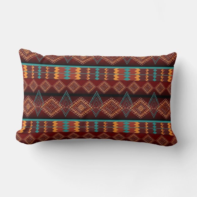 ethnic southwestern  pattern lumbar pillow (Front)