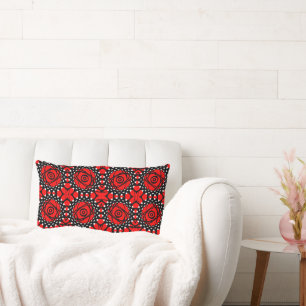 Ethnic Space Orbit Kaleidoscope J Red Lumbar Pillow