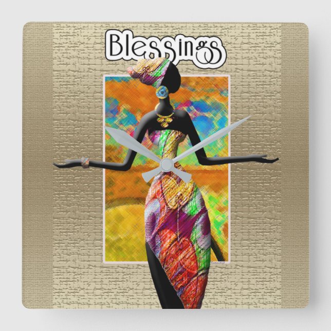 Ethnic Square Wall Clock (Front)