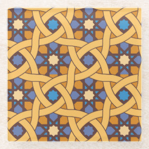 Ethnic Style Abstract Mosaic Pattern Glass Coaster