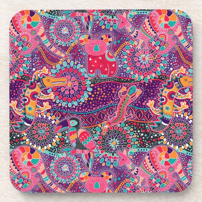 Ethnic Style Animal Pattern Coaster (Front)