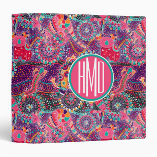 Ethnic Style Animal Pattern Monogram Binder