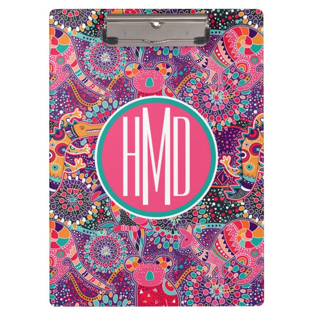 Ethnic Style Animal Pattern | Monogram Clipboard (Front)