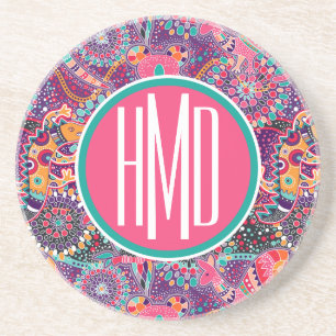 Ethnic Style Animal Pattern   Monogram Coaster