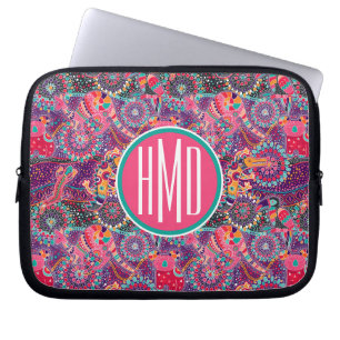 Ethnic Style Animal Pattern Monogram Laptop Sleeve