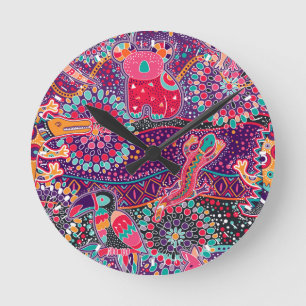 Ethnic Style Animal Pattern Round Clock