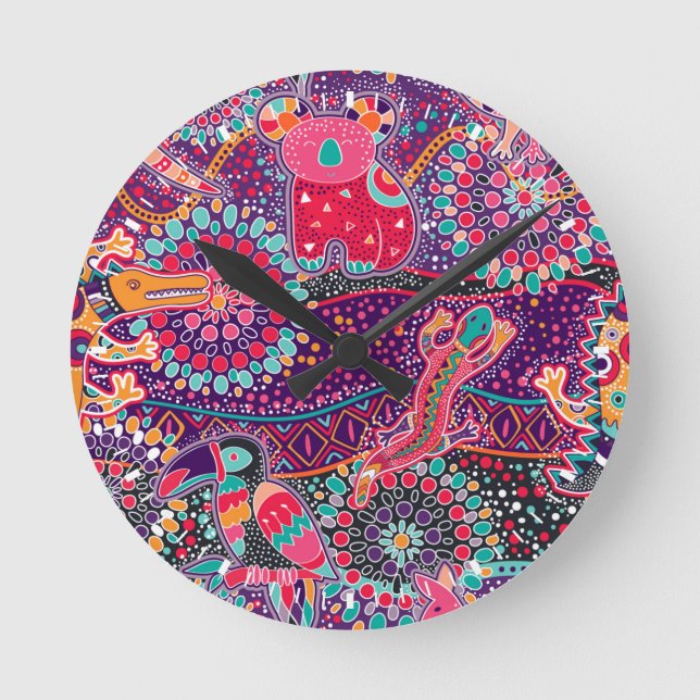 Ethnic Style Animal Pattern Round Clock (Front)