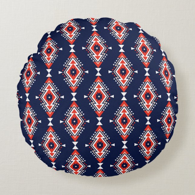 Ethnic style, geometric seamless pattern. round pillow (Front)