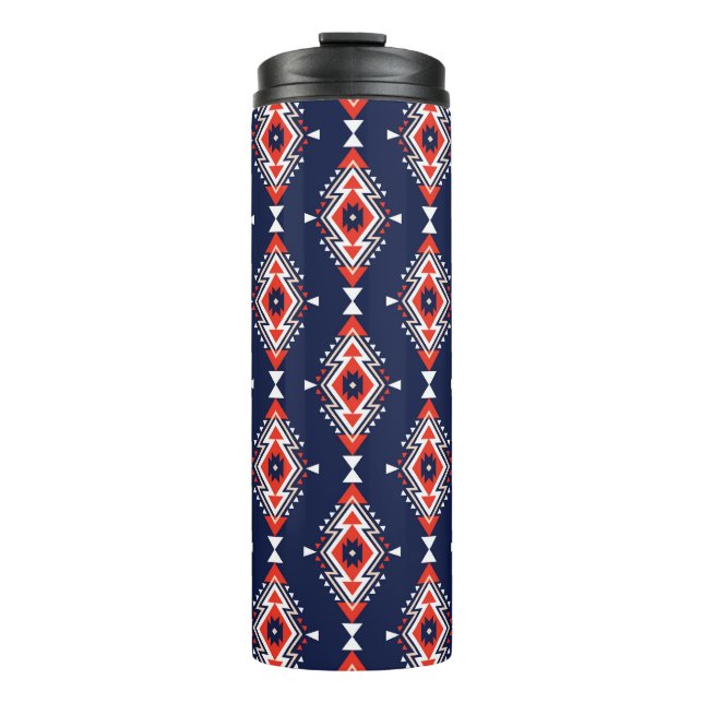 Ethnic style, geometric seamless pattern. thermal tumbler (Front)