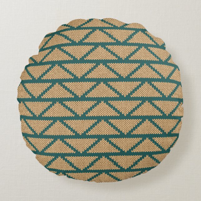 Ethnic Style Knitted Pattern Round Pillow (Front)