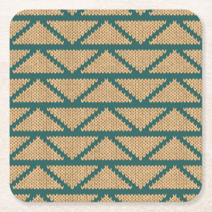 Ethnic Style Knitted Pattern Square Paper Coaster