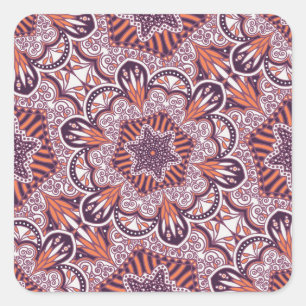 Ethnic style, vintage decorative texture. square sticker