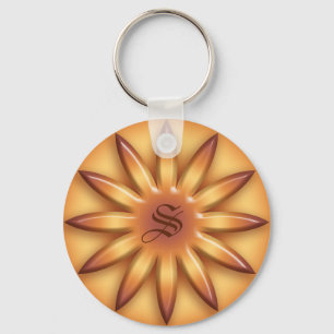 Ethnic sun. Geometric gradient texture. Keychain