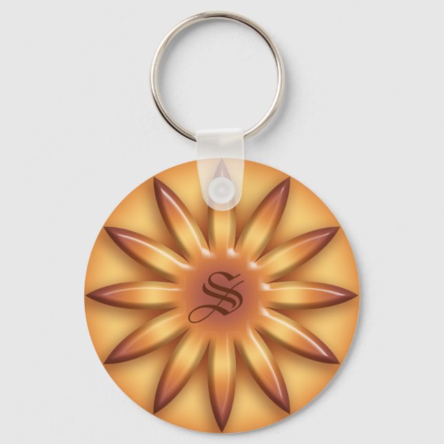 Ethnic sun. Geometric gradient texture. Keychain (Front)