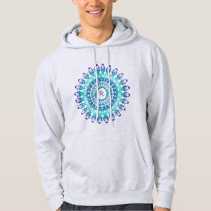 Ethnic teal mandala. monogram. hoodie