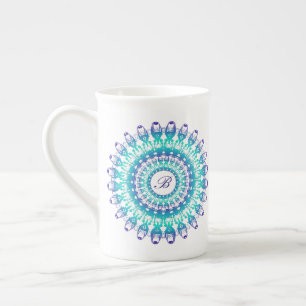 Ethnic tel mandala. monogram. bone china mug