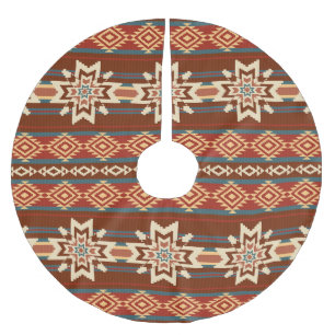 Ethnic Textile Stars: Abstract Pattern. Brushed Polyester Tree Skirt