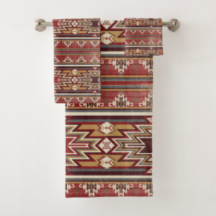 Ethnic Textile Texture Tribal Aztec Native America Bath Towel Set