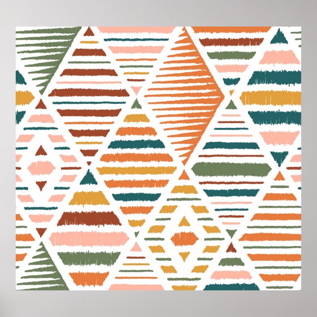 Ethnic Tribal Argyle Seamless Pattern Poster (Front)