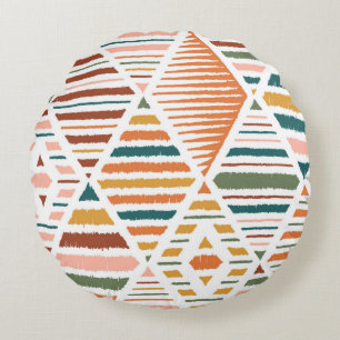 Ethnic Tribal Argyle Seamless Pattern. Traditional Round Pillow