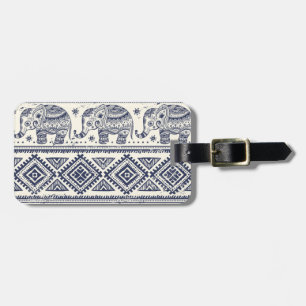 Ethnic Tribal Aztec Elephant Pattern Luggage Tag