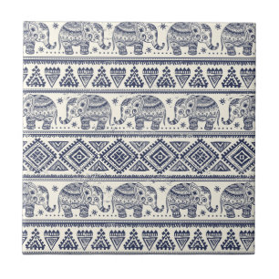 Ethnic Tribal Aztec Elephant Pattern Tile