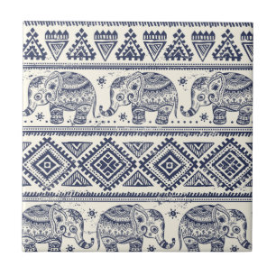 Ethnic Tribal Aztec Elephant Pattern Tile