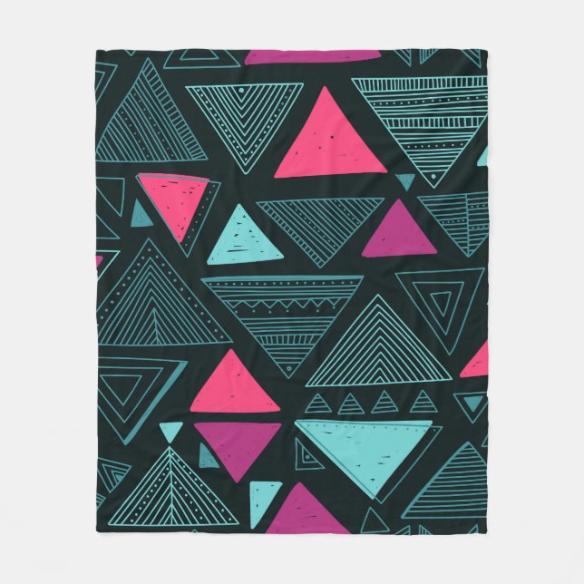Ethnic Tribal Boho: Doodle Vintage. Fleece Blanket (Front)