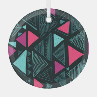 Ethnic Tribal Boho: Doodle Vintage. Glass Ornament