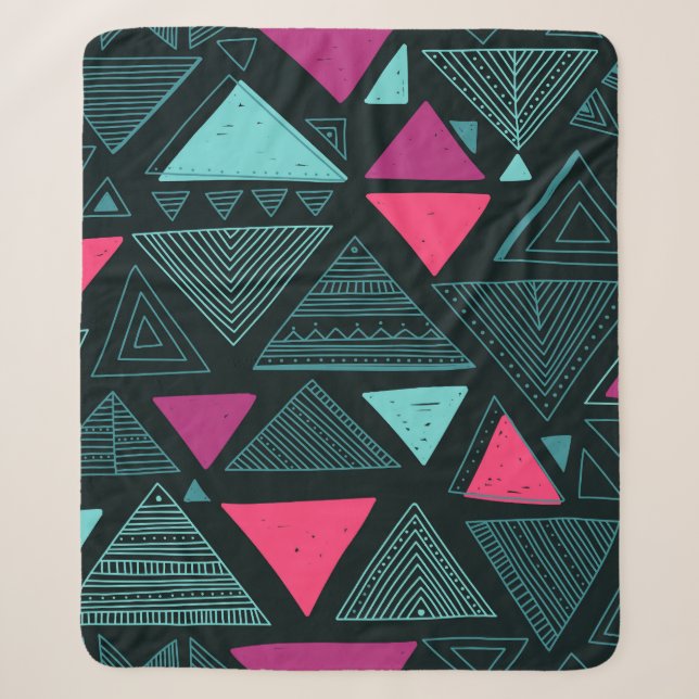 Ethnic Tribal Boho: Doodle Vintage. Sherpa Blanket (Front)