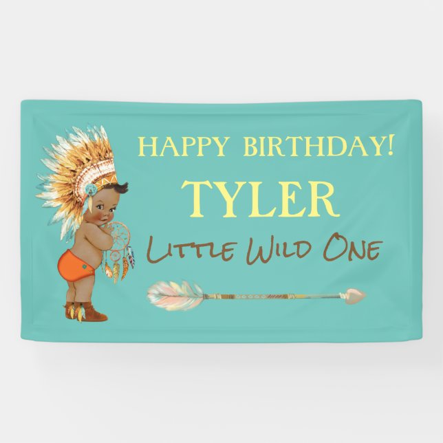 Ethnic Tribal Boy Headdress Native American Arrow Banner (Horizontal)