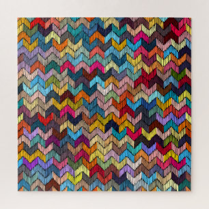 Ethnic Tribal Embroidered Geometric Jigsaw Puzzle