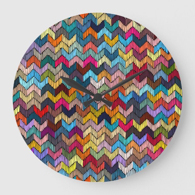 Ethnic Tribal Embroidered Geometric Large Clock (Front)