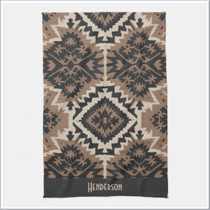Ethnic Tribal Mudcloth Black & Tan Kitchen Towel