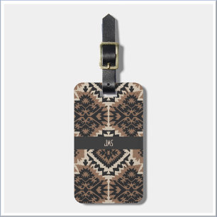 Ethnic Tribal Mudcloth Black & Tan Luggage Tag