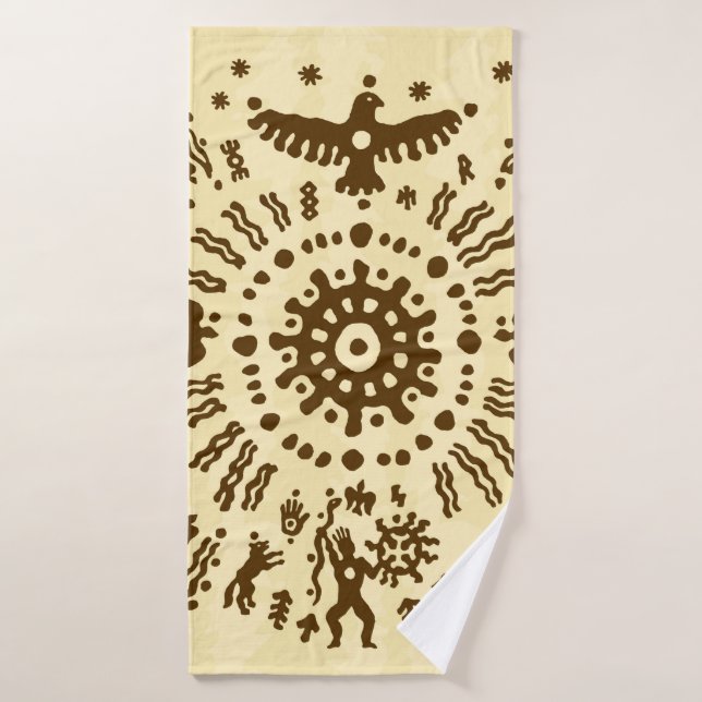 Ethnic tribal native prehistoric eagle solar symbo bath towel (Bath Towel)
